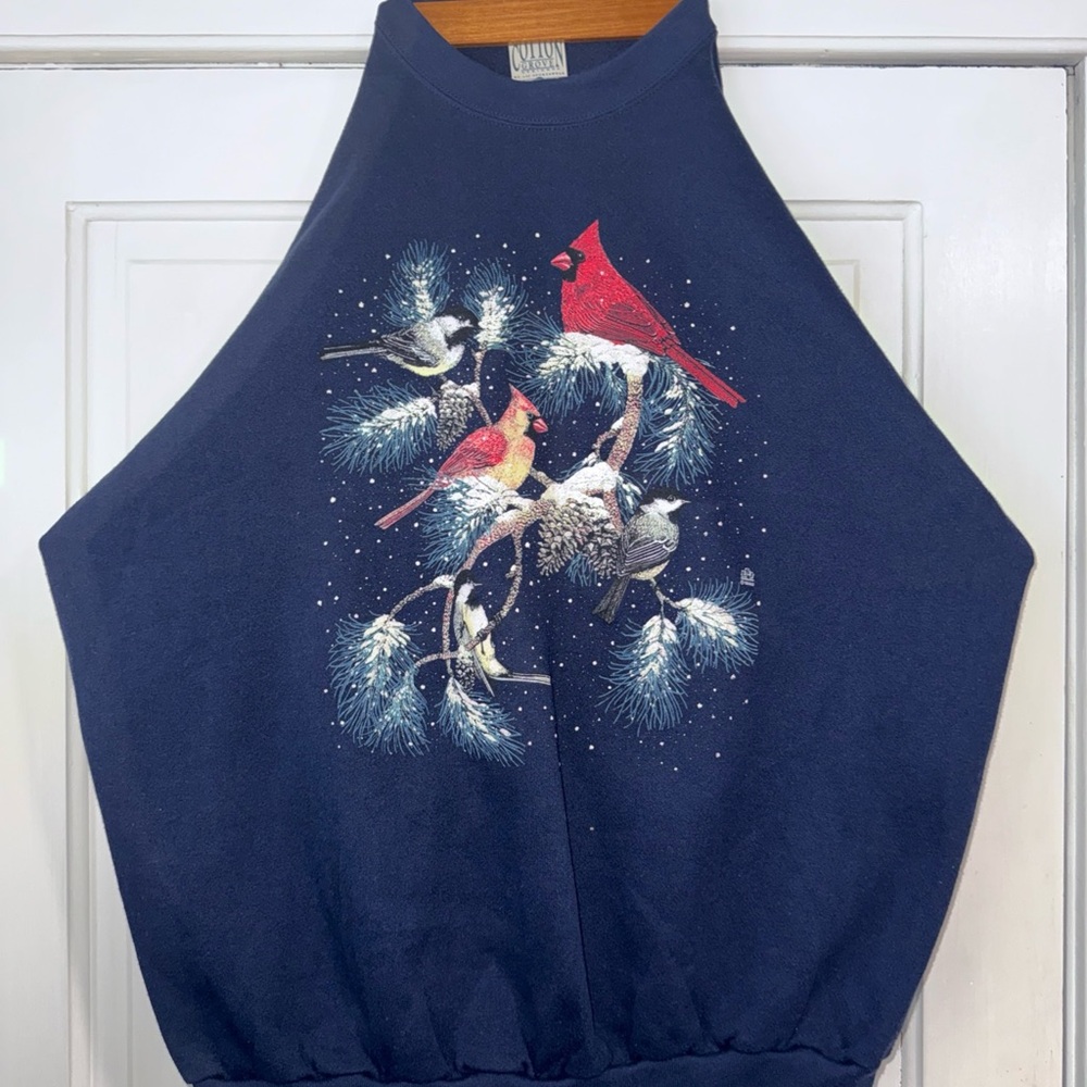 Women's Navy Bird Print Sweater